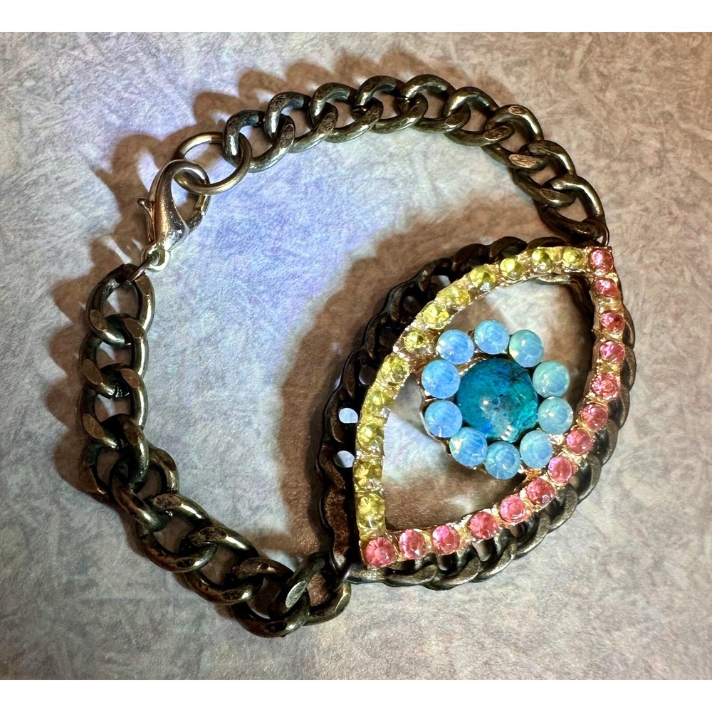 Colorful Crystal Evil Eye Statement Bracelet By NastyGal